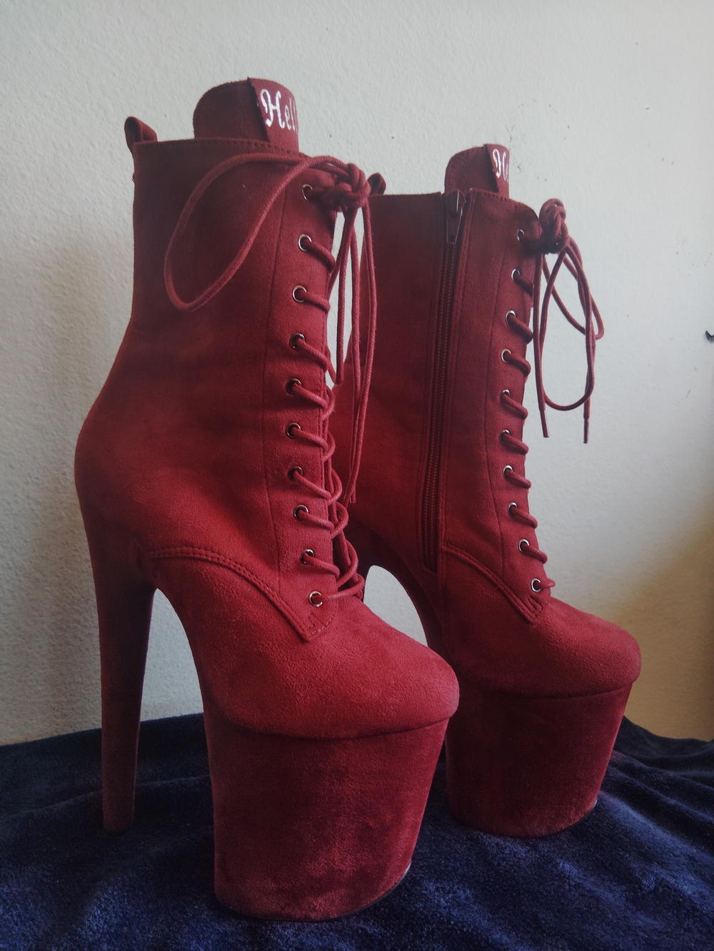 Hella Heels Babydoll Dark Red - 8 INCH